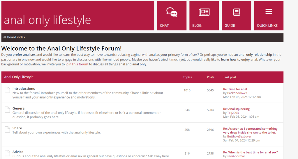 Anal Only Lifestyle forum Anal Only Lifestyle forum