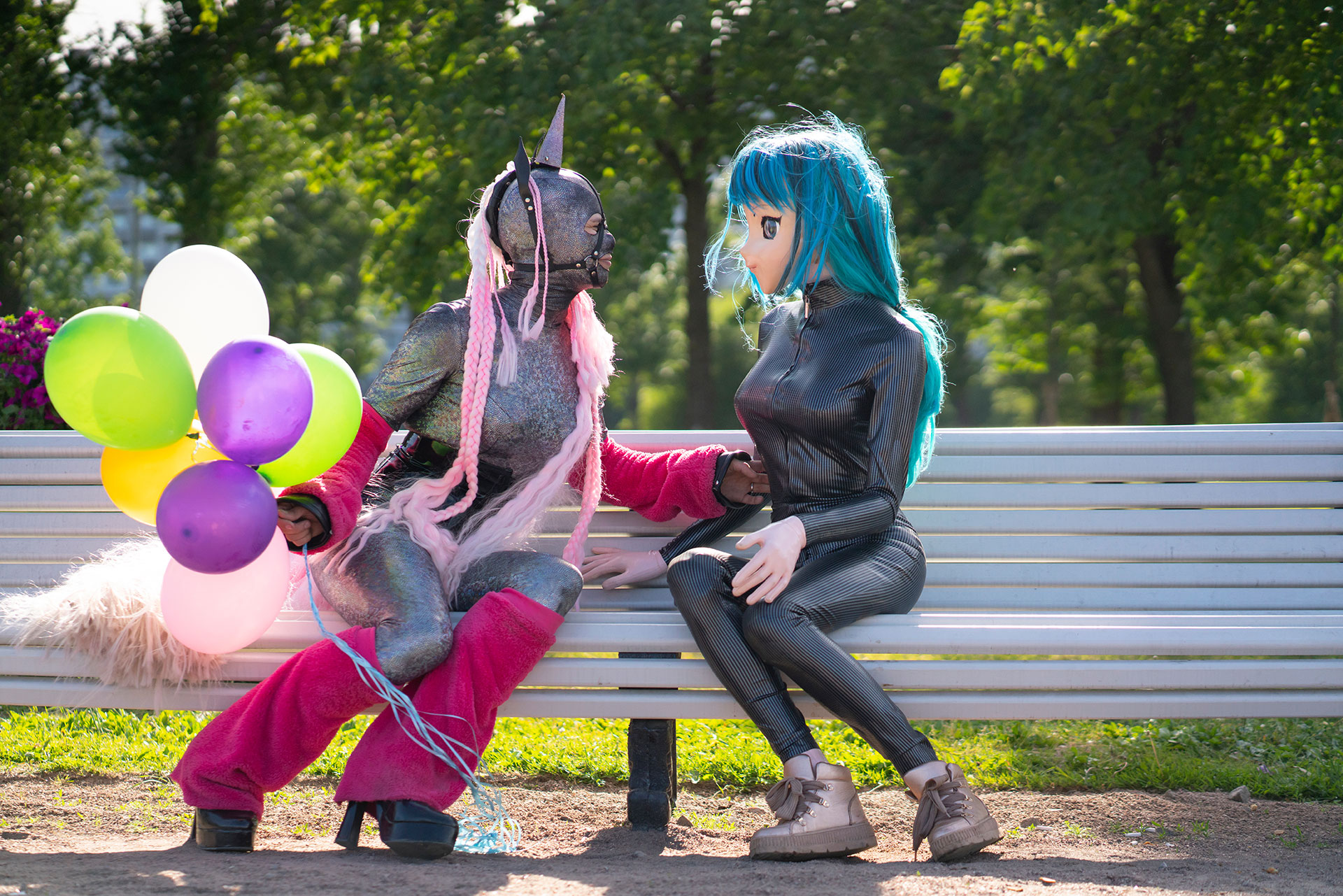 2 girls in anime bdsm costumes