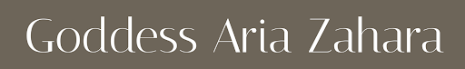 Static banner with "Goddess Aria Zahara" signature.