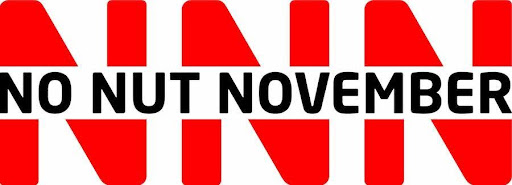 Static banner of No Nut November sign in the middle and huge red NNN in the background.