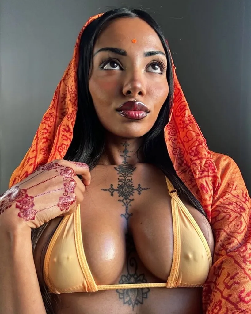 RaniPunnani in white translucent bra with highlighted brown nipples
